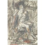 Seated figure study, signed 'Isherwood', mixed media on paper, 15" x 11½"