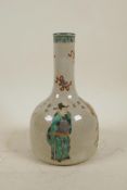 A Chinese crackle glazed porcelain mallet shaped vase decorated with four Immortals, 6 character
