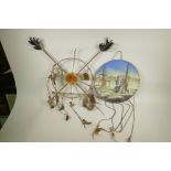 Two vintage North American dream catchers, one with painted scene of buffalo, the other with two