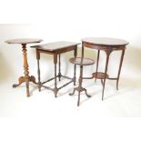 A Victorian mahogany two tier occasional table on turned supports, a Victorian walnut occasional