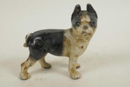 A small painted iron figure of a French bulldog, 4¾" high