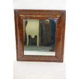 A C19th walnut cushion framed wall mirror, 19" x 21½"