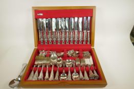 An Osborne twelve place setting canteen of King's Pattern cutlery in an oak case