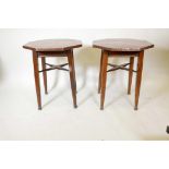 A pair of Arts and Crafts copper topped occasional tables by John Fenwick and Co, with octagonal