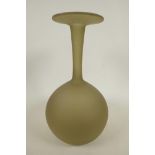 An specimen glass vase with long neck and flared rim, and all over etched finish, 12½" high