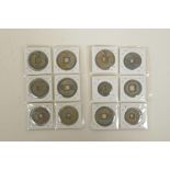 A set of twelve Chinese facsimile bronze coins/medallions, 1¼" diameter