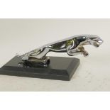 A replica chrome plated Jaguar car mascot, 8" long