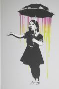 Banksy, 'Umbrella Girl', limited edition print by the West Country Prince, 96/500, with stamps