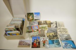 A collection of C20th postcards including social history, topographical, Disney, travel etc,