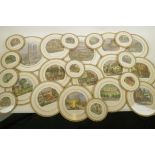 A collection of 25 C19th topographical aquatints framed as coasters including Westminster abbey, the