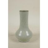 A Chinese crackle glazed porcelain vase of squat form, 6" high