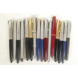 A collection of assorted Parker fountain pens