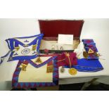 A case of Masonic regalia from the 1950s and 60s, including medals etc