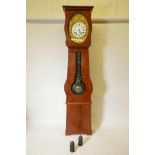 A French C19th mahogany comtoise longcase clock by F. Bidal, the enamelled dial with Roman numerals,