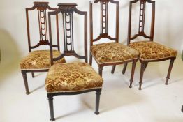 Four C19th mahogany parlour chairs, two reduced, A/F