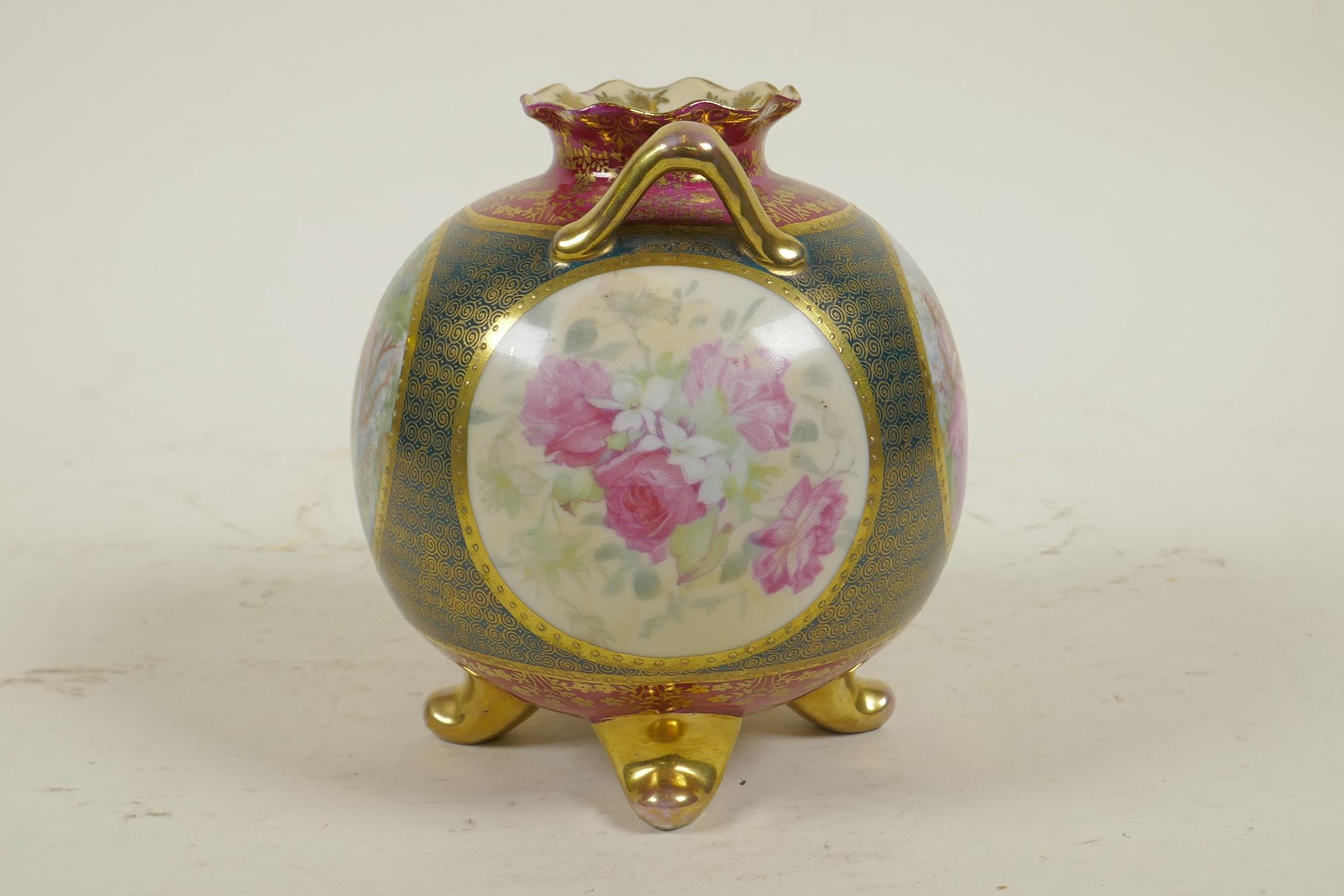 A Vienna porcelain two handled vase in the form of a pomegranate, with transfer printed decorative - Image 4 of 5