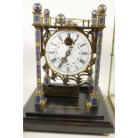 A replica Rolling Ball clock in brass and glass case, 16" high, 10" square