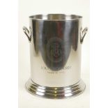 A plated two handled champagne bucket engraved Louis Roederer, 10" high, 7" diameter