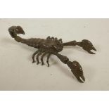 A Japanese Jizai style bronze articulated figure of a scorpion, 3¾" long