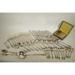 A twelve place Alfenide/Christophle Chinon pattern flatware service, comprising twelve knives,