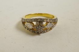 A silver gilt ring encrusted with uncut diamonds and diamond shards