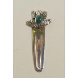 A 925 silver bookmark with a frog finial, 2" long