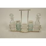 An Art Deco style silver plate and glass five piece cruet set