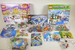 A quantity of Lego sets, some boxed, to include 'Friends, advent calendar 41102', 'Minecraft 21120',