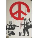 Banksy, 'Peace', limited edition print by the West Country Prince, 66/500, with stamps verso, 19½" x