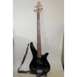 A Yamaha ERB 070 electric bass guitar and material carry case, 44" long
