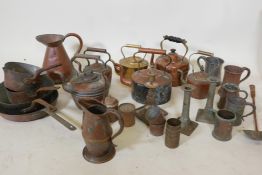 A quantity of copper kettles, pots, pans etc