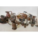 A quantity of copper kettles, pots, pans etc