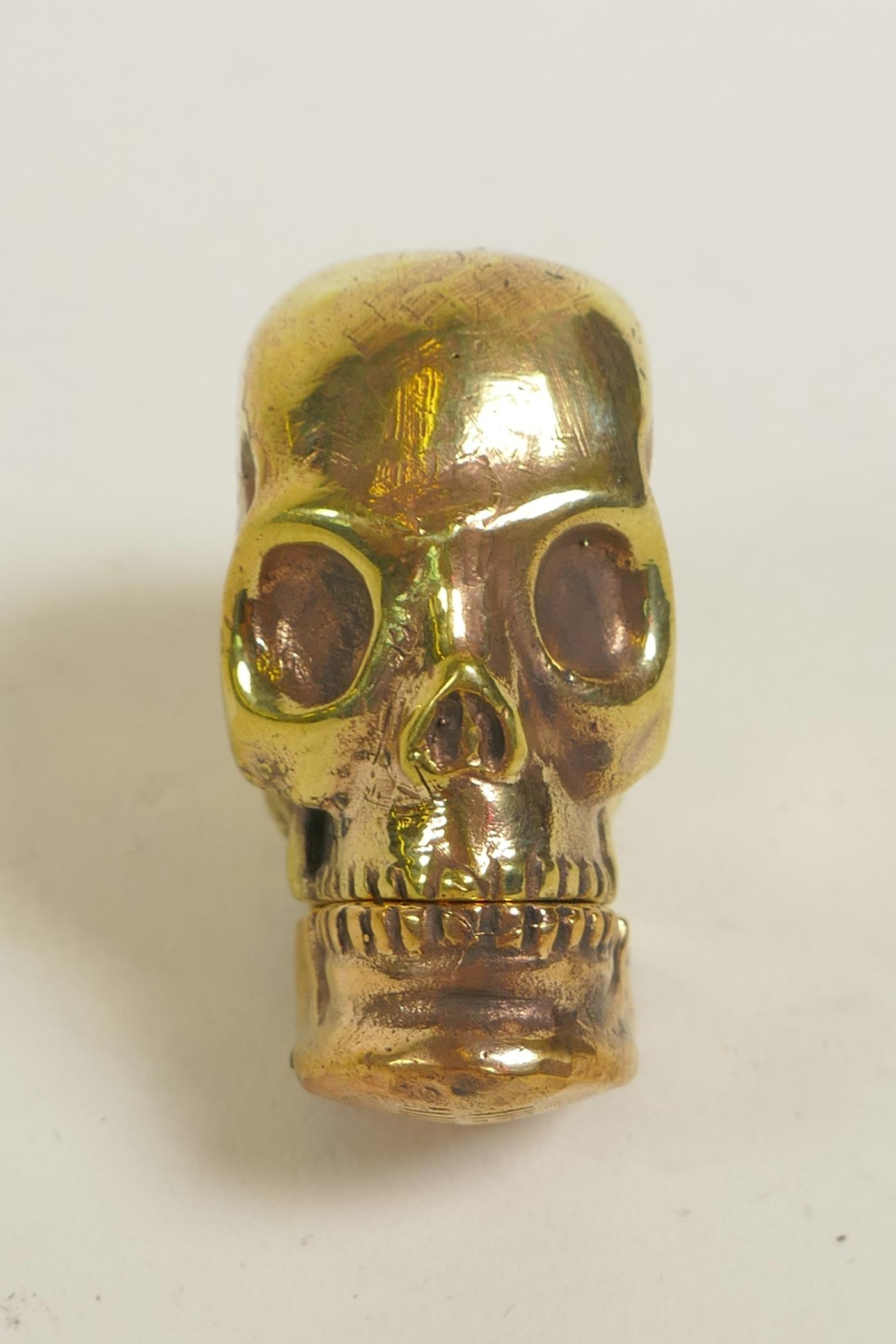 A brass vesta case in the form of a skull, 1½" - Image 2 of 3