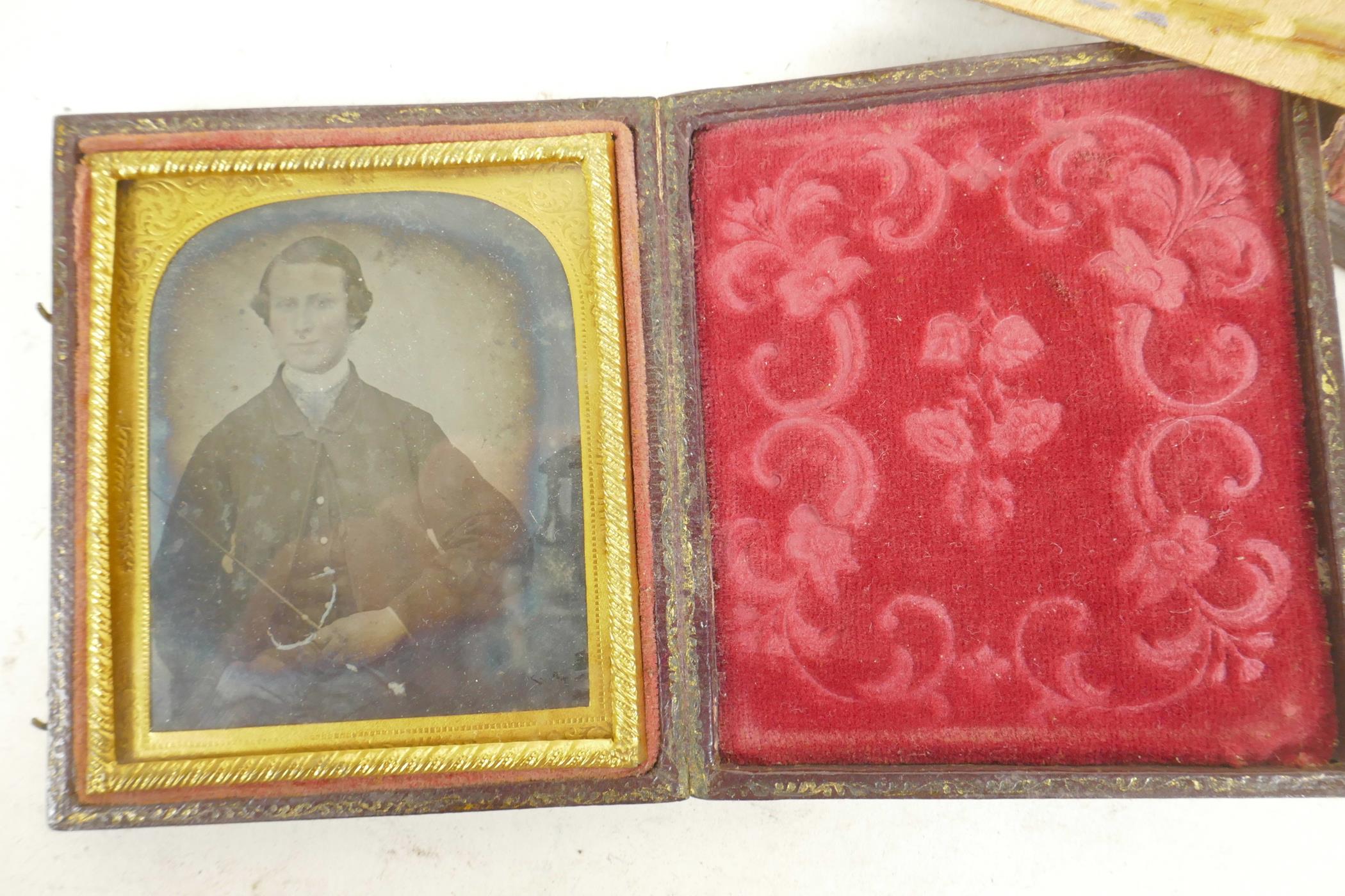 Two cased daguerreotype photographic portraits of gentlemen, one case A/F, 3¾" x 4¾" - Image 3 of 4