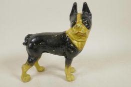 A cast iron figure of a French bulldog, 8" high