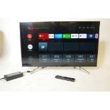 A Sony Bravia KD43XF8505 4K Android Smart TV and remote