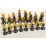 A good boxwood chess set, kings 3½" high