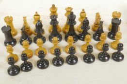 A good boxwood chess set, kings 3½" high