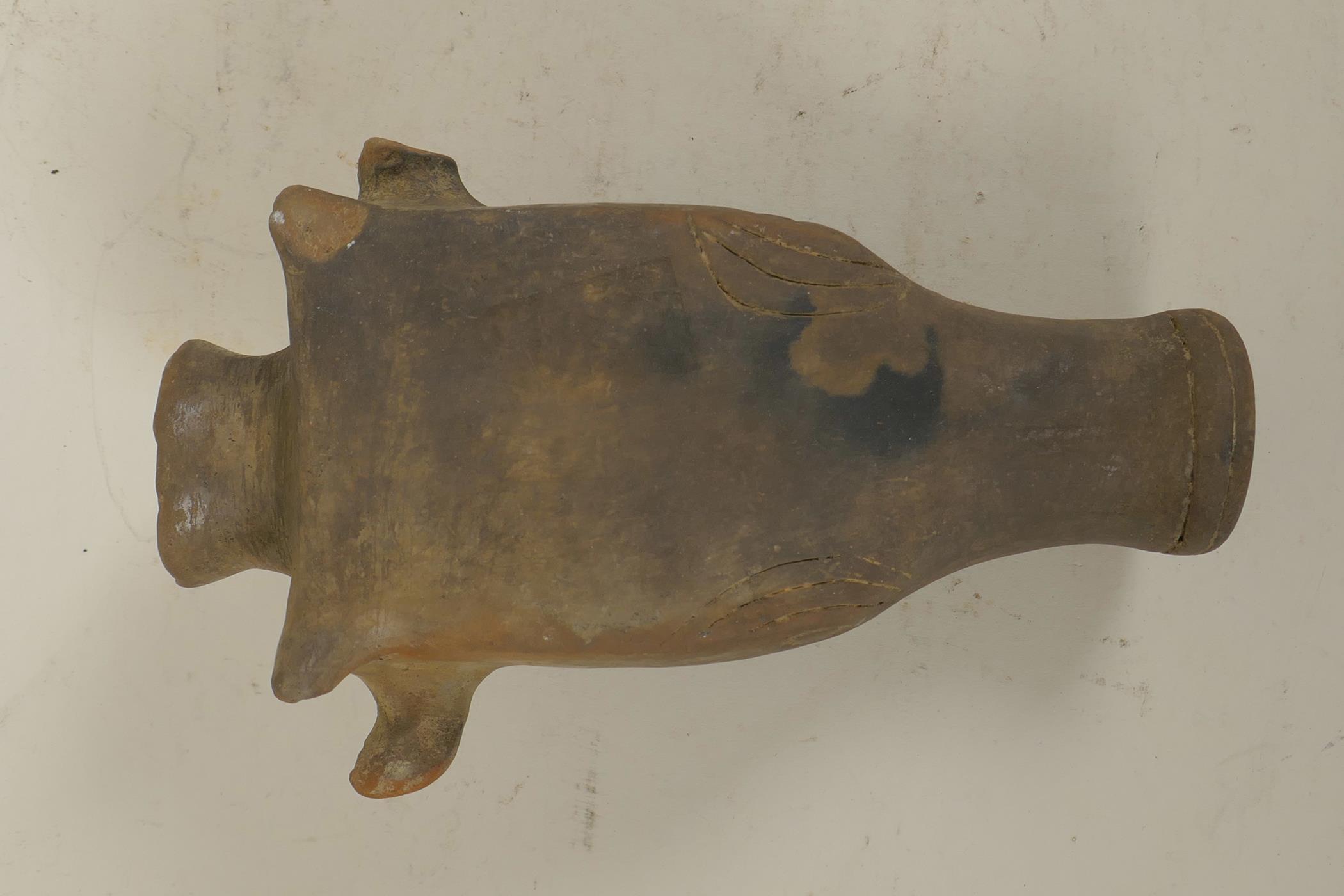 An Indo-Persian terracotta rhyton in the form of a deer head, 8" long, A/F - Image 2 of 4