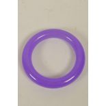 A lavender hardstone bangle, 3½" diameter