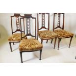 Four C19th mahogany parlour chairs, two reduced, A/F
