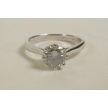 An 18ct white gold single stone diamond engagement ring, approximately 1ct, approximate size 'N'