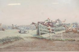After G.D. Giles, 'Horse goes down to the canal turn', chromolithograph, late C19th, in a reeded oak