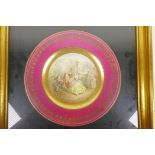 A good quality Vienna porcelain cabinet plate painted with romantic couples dancing in a garden