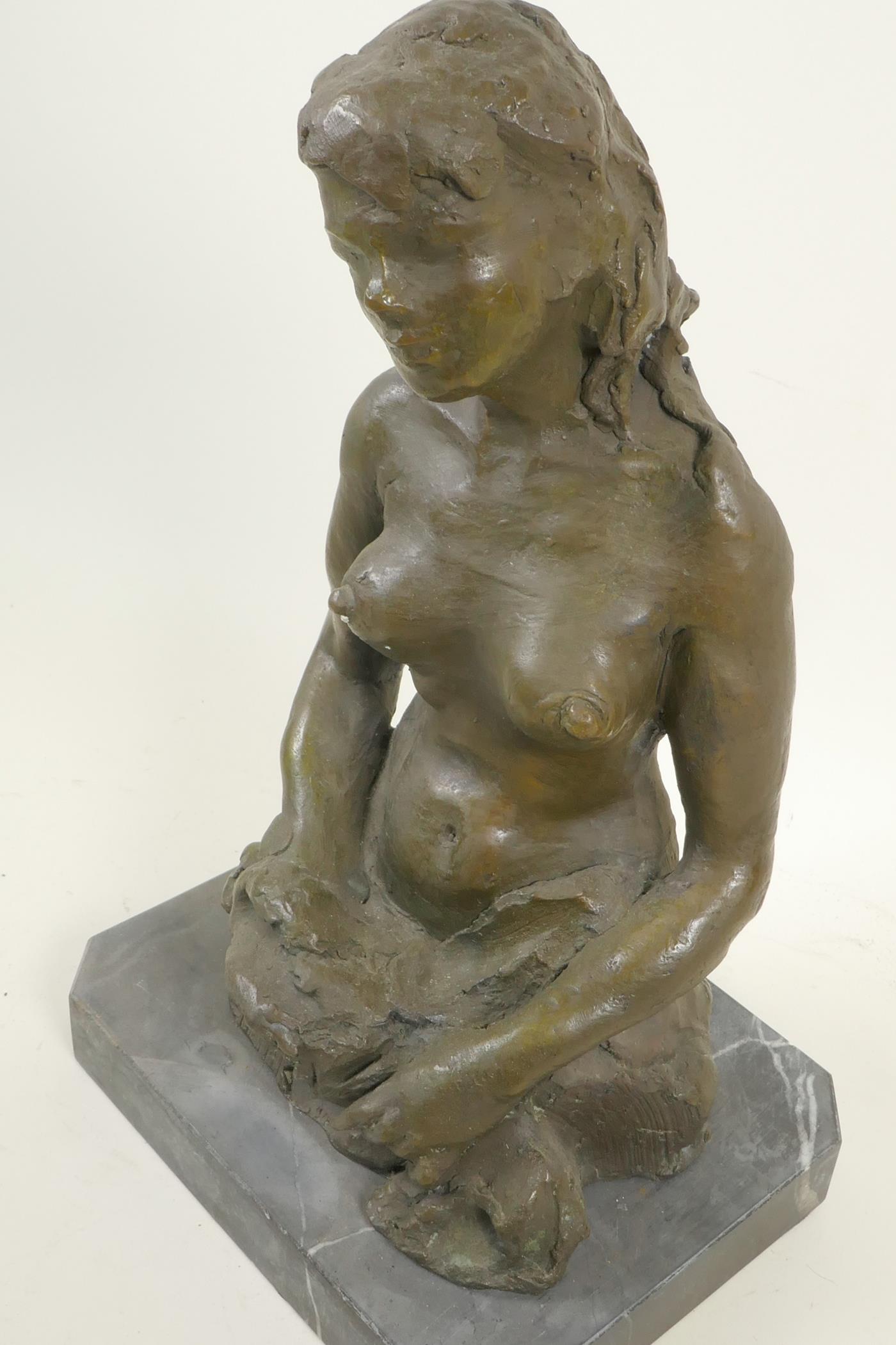 A bronze figure of a female nude, marked Leonard, 14" high - Image 6 of 6