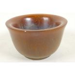 A Chinese faux horn bowl with four character mark to base, 4" diameter