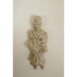 A Chinese Tang style soapstone figure, A/F, 4" high