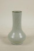 A Chinese crackle glazed porcelain vase of squat form, 6" high