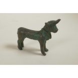 An Eastern Anatolian bronze figure of a bull, 2" long