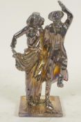 A filled 925 silver figurine of a Jewish dancers, 6" high, A/F